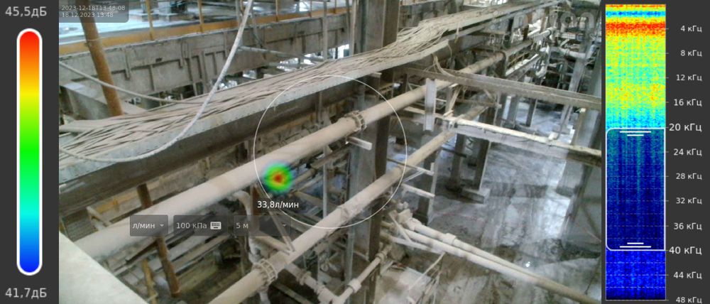 Результат акустического обследования оборудования на утечки